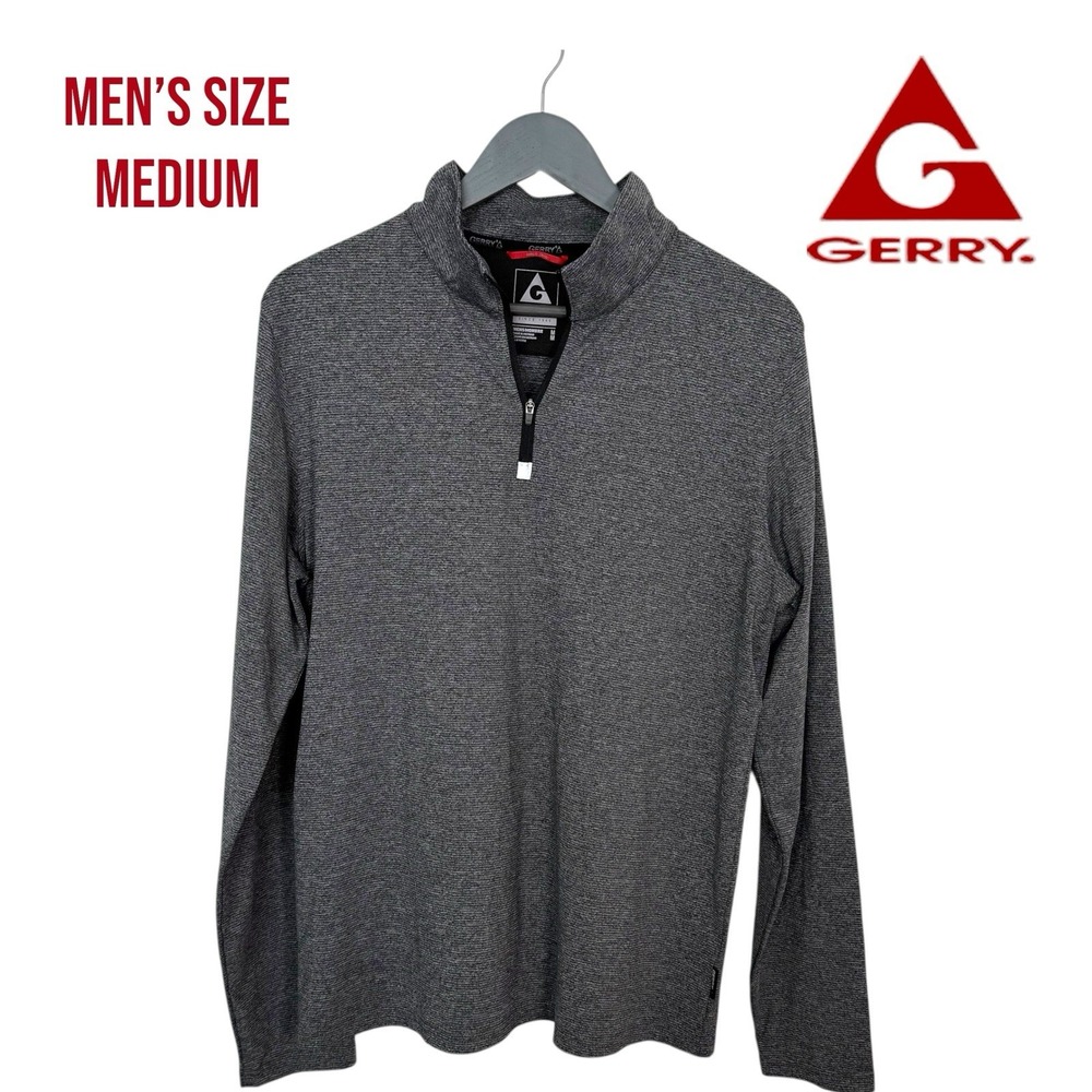 Gerry Men's Medium 1/4 Zip Pullover Performance Golf Shirt Gray Activewear